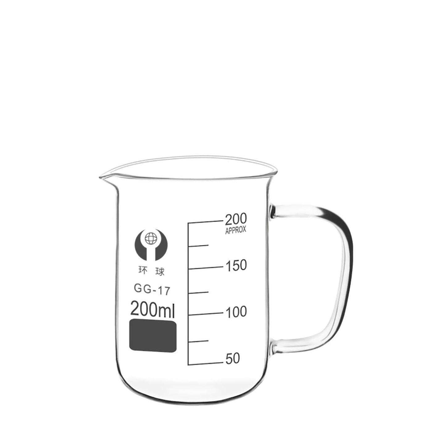 50ml / 200ml / 300ml / 500ml Glass beaker with handle