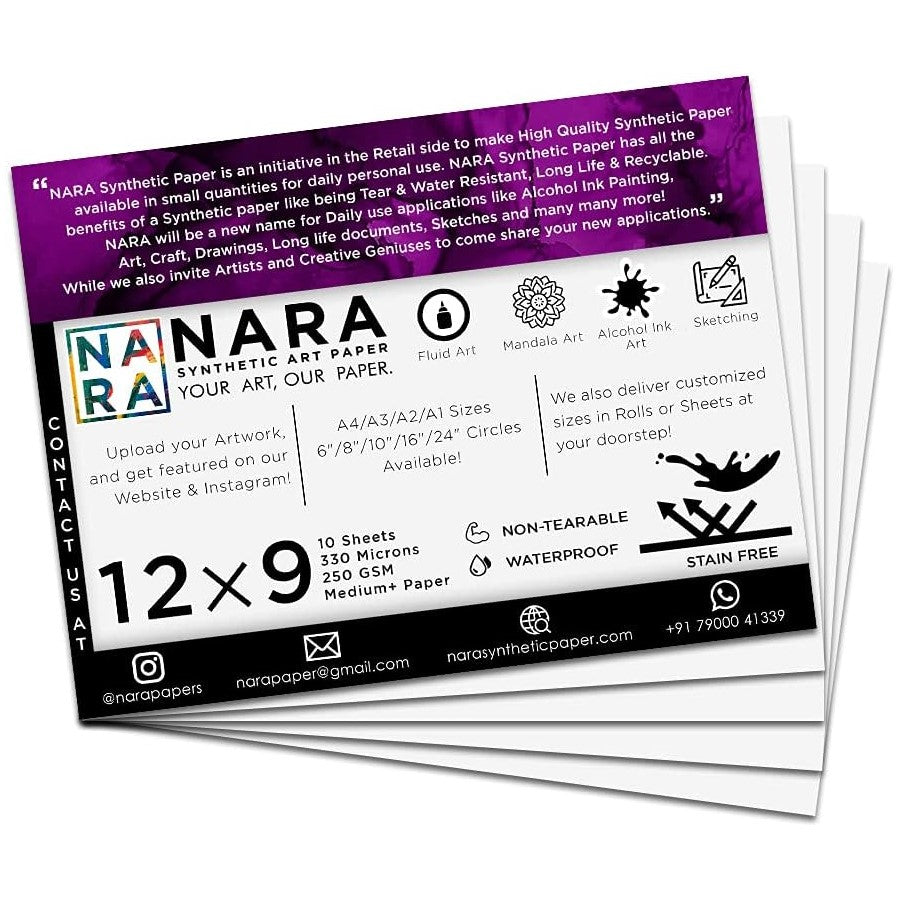 NARA Synthetic Paper For Alcohol Ink Painting 330 μm 12” x 9” (A4)