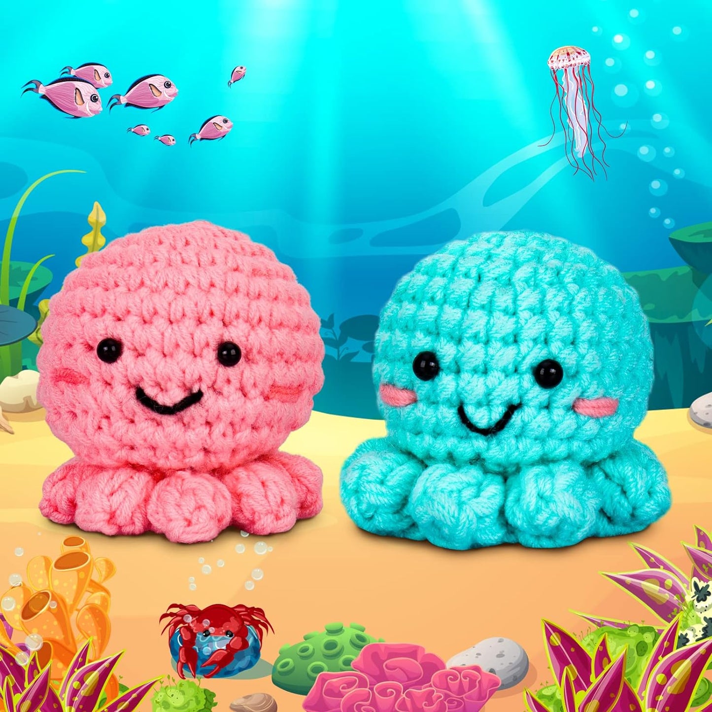 Crochet DIY Kit 針織DIY材料包 - Octopus Family 八爪魚家族