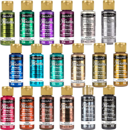 Deco Art Acrylics Paint 18 Metallic Colors Set Gypsum Fragrance Acrylic Paint 18 Metallic Colors Set