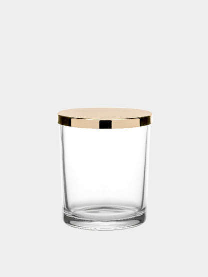 7oz Clear Glass Tumbler + Gold Metal Lid Clear Glass Tumbler with Metal Lid [Set]