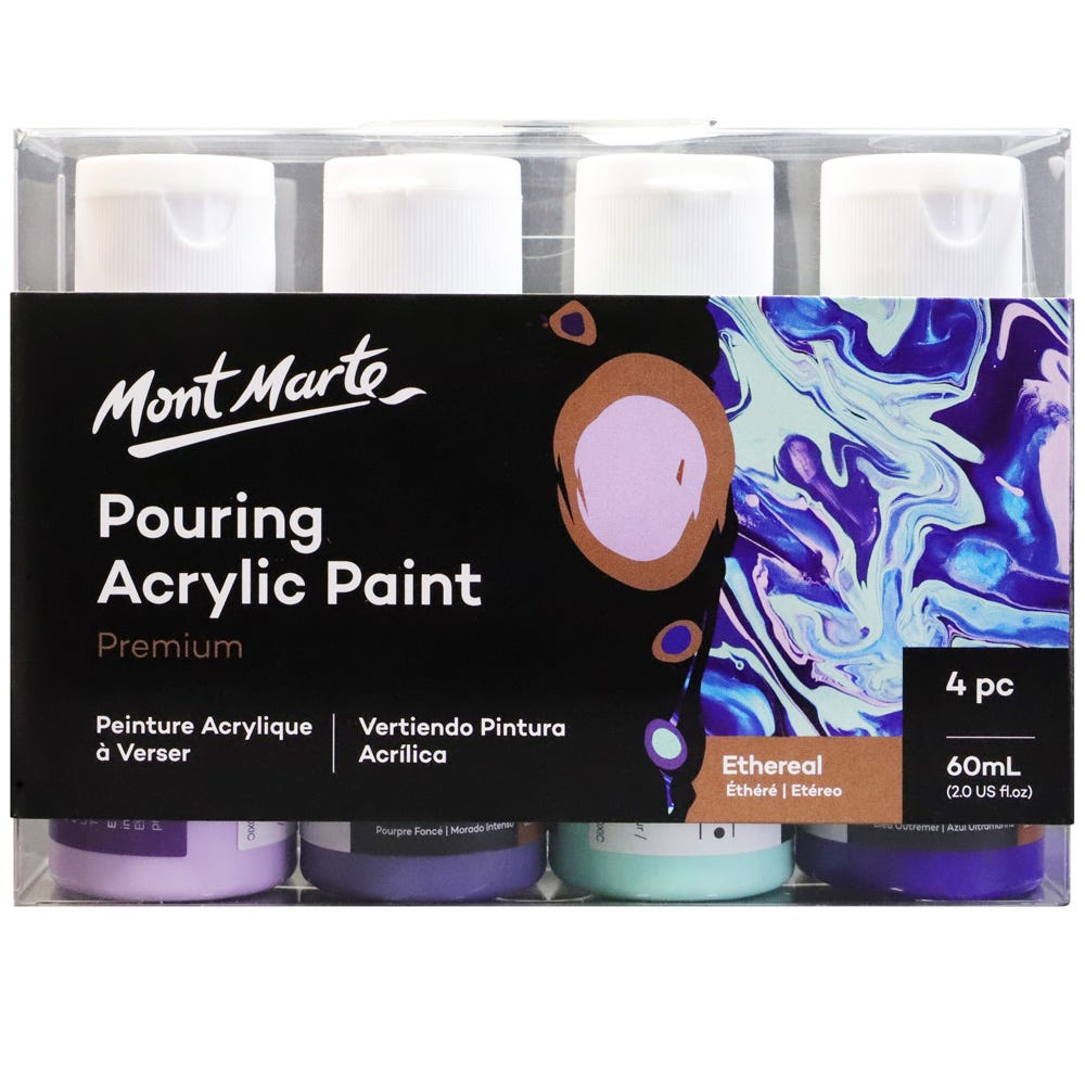 Mont Marte Pouring Acrylic Paint 60ml 4pc Set - Ethereal Acrylic Fluid Paint