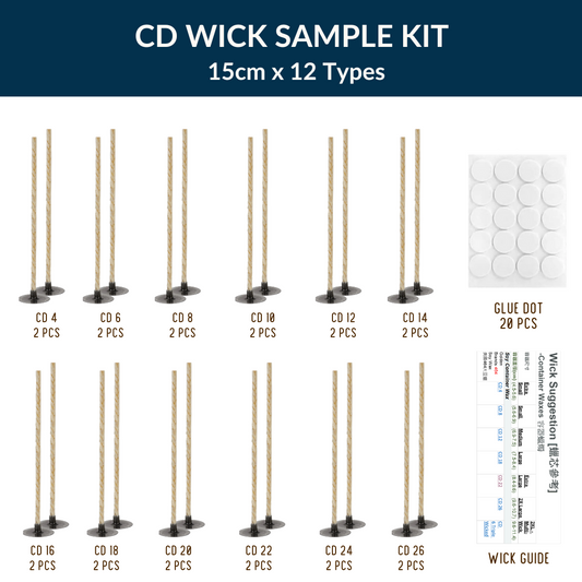 CS - CD Pretabbed Wick 15cm Sample Kit Waxed Wax Wick Test Kit