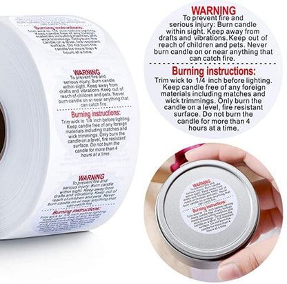 Candle Warning Label 500 English candle warning stickers A9