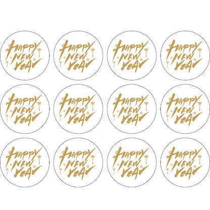 Sticker 貼紙 [ST-N03] - HAPPY NEW YEAR Golden Round sticker 新年快樂圓形燙金貼紙 5張 /set